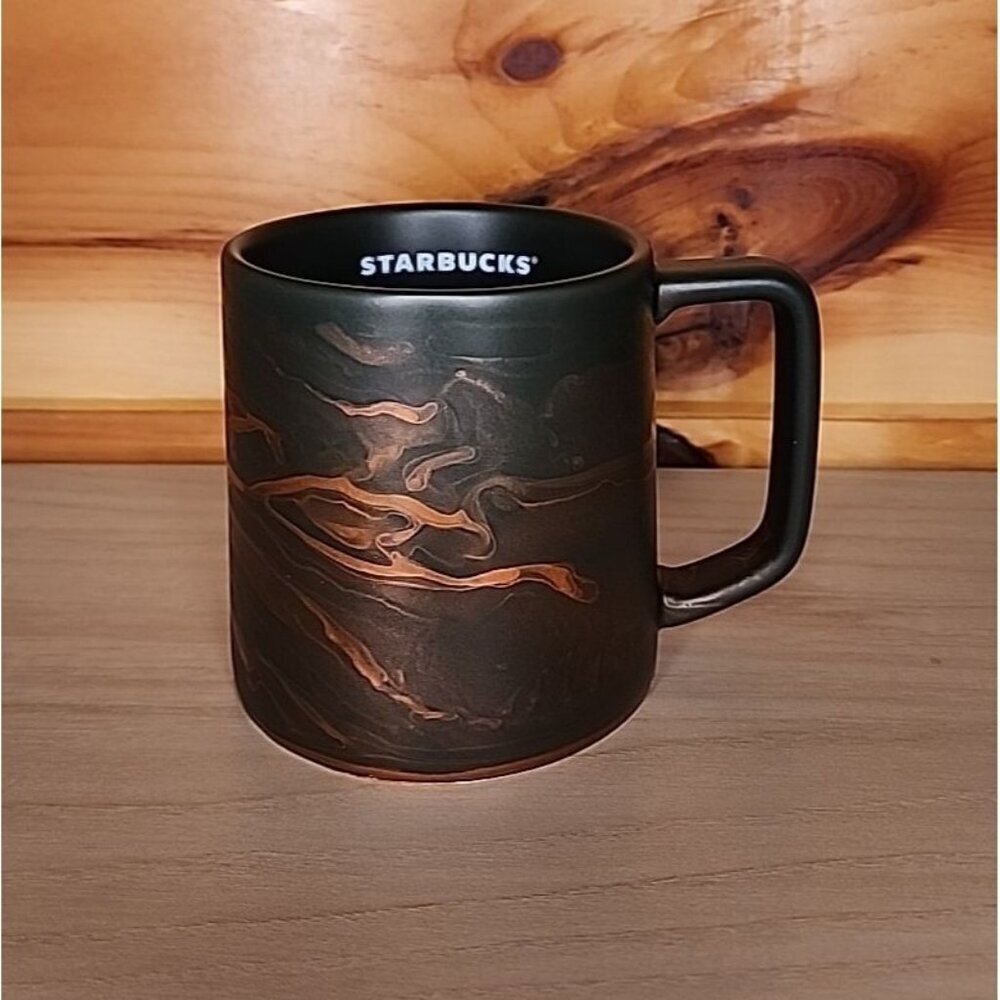 New STARBUCKS 2022 Green Copper Swirls 12 ounce COFFEE MUG CUP Dishwasher Safe
